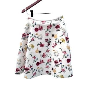 Mo&co floral a line pocket skirt print cream red